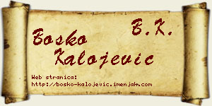 Boško Kalojević vizit kartica